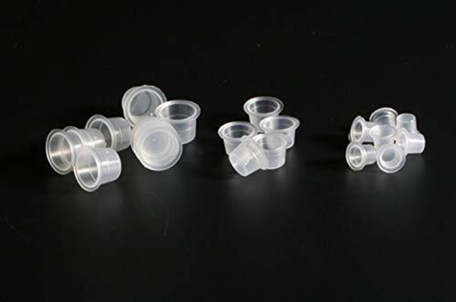 【特価セール】Kingsie インクキャップ 300個セット タトゥーインクカップ 使い捨て ホワイト 半透明 S/M/L