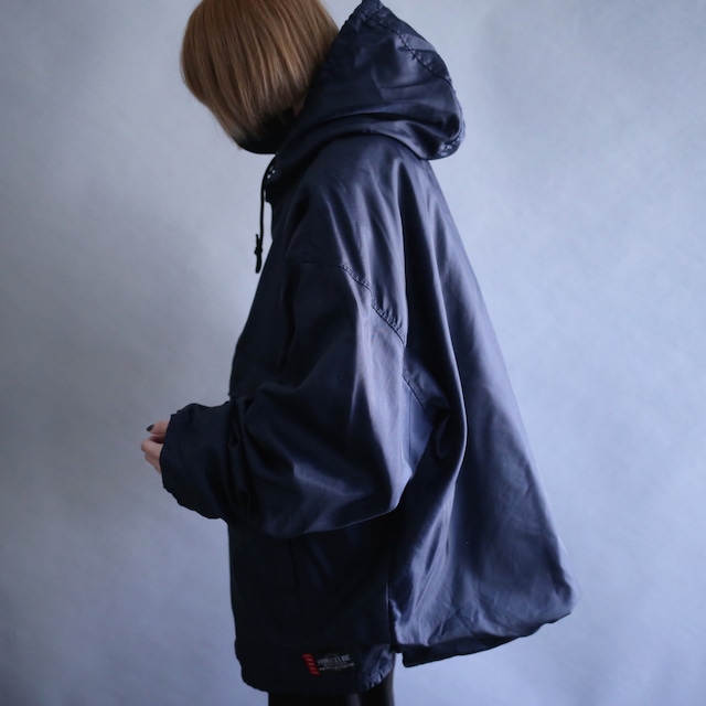 "reversible" fleece×nylon over size anorak parka