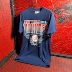 90s USA製Stedman MLB NY YANKEES ロゴTシャツ ネイビー
