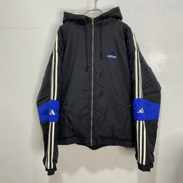 90s adidas 中綿入りナイロンパーカー　パフォーマンスロゴ　黒　L