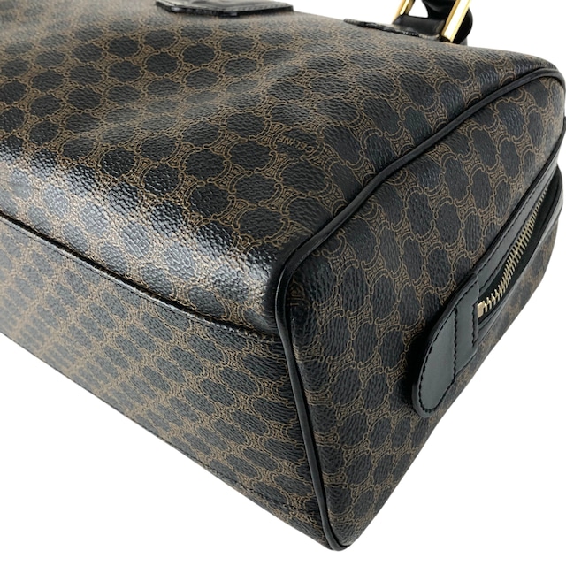 CELINE セリーヌ マカダム ショルダーバッグ ブラック ブラゾン型押し PVC 2WAY vintage ヴィンテージ オールド d4zwjm