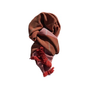 【hatsutoki】パネルチェックウールブランケット（オレンジ）[winter item]