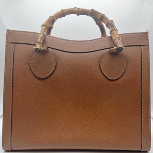 【GUCCI】グッチ　バンブー　レザー　ハンドバッグ　ブラウン