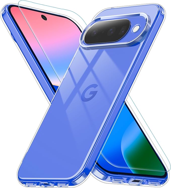 Google Pixel 10青色 クリアケース付き Google Pixel 10 ケース クリア 耐衝撃 グーグルピクセル10ケース 黄変