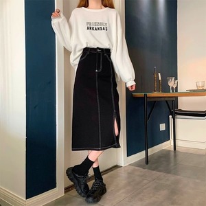 デニム　ロングスカート　スリット　３color