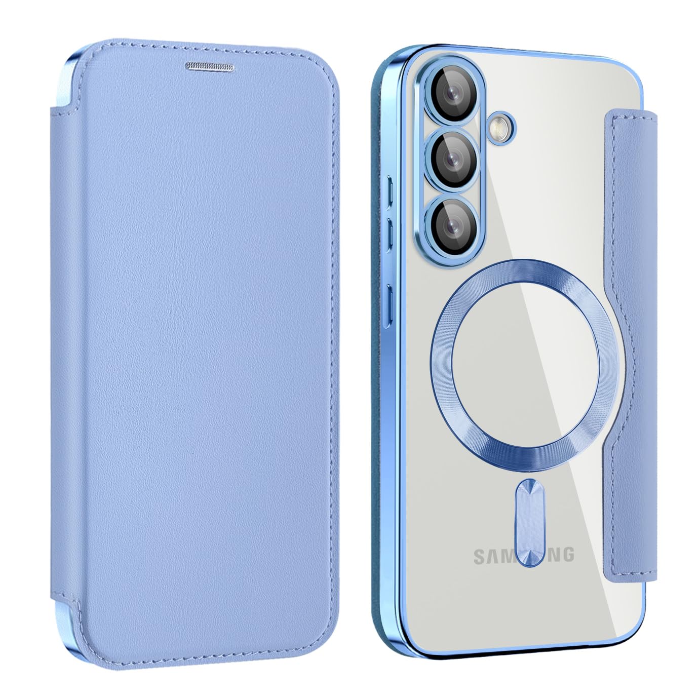 Kanyaku Samsung GalaxyS25用のケース MagSafe対応 レンズ保護 ケース 手帳型 用 カバー 高級8P PUレザー ス マホケース スタンド機能 優しくて快適 カード収納付き 耐衝撃 ワイヤレス充電対応 薄型 軽量 スマホケース (JDPT-S25-lan1)