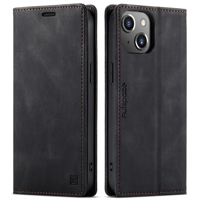 iPhone 14 Plusケース iphone 14Plus ケース手帳型 iphone14plus手帳型ケース iphone14 plusスマホケース アイフォン 14プラス 携帯ケース あいふぉん14プラスカバー case RFID磁気防止 スキミング防止 スマホケース 携帯カバー 肌触り良い 肌感レザー 財布型 カード収納 マグネット式 スタンド機能 薄型 360度保護 耐衝撃 男女兼用 高質感 人気 (iPhone 14 Plus 6.7inch対応) レトロブラック