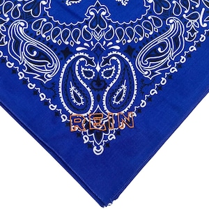 ＜REIN＞ Embroidered Bandana エンブロイダリー バンダナ(Royal blue)