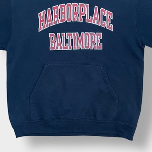 Champion 2段プリント ロゴ HARBORPLACE BALTIMORE プルオーバー パーカー スウェット フーディー ハーバープレイス L チャンピオン us古着