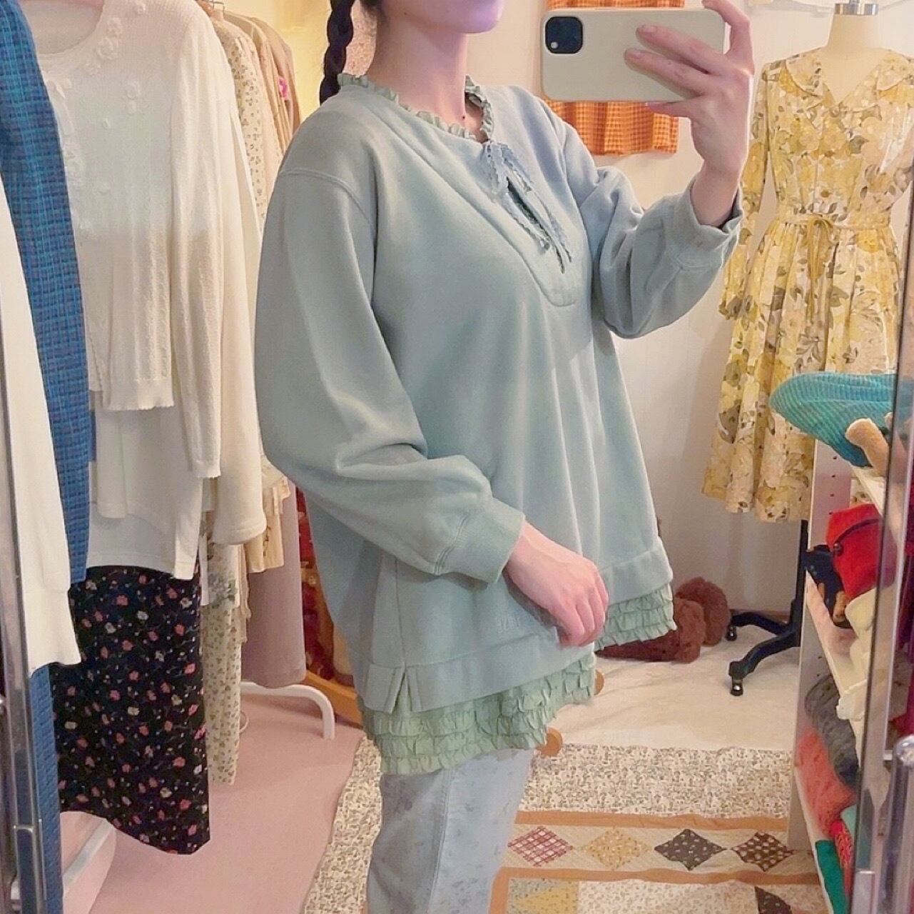 lace ribbon layered sweat