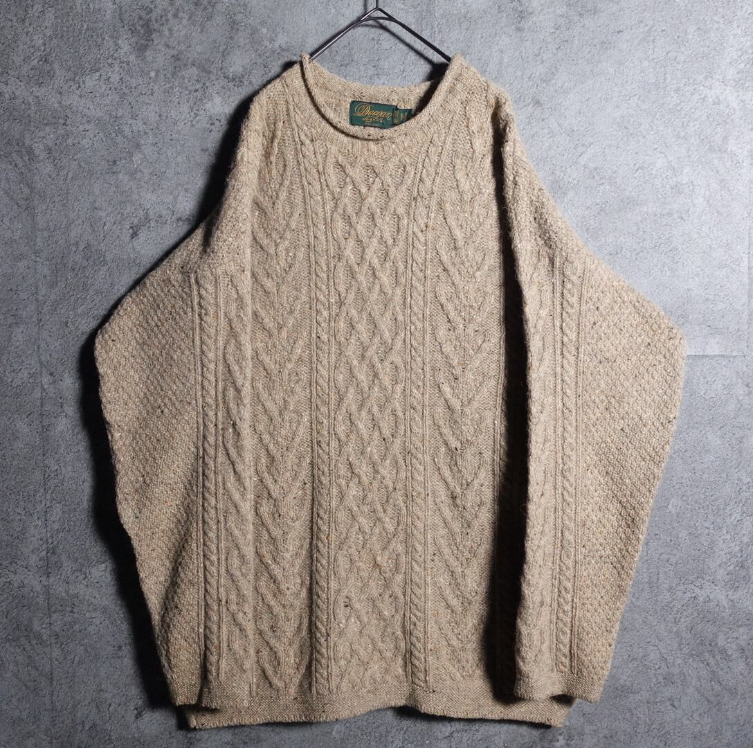 “DONEGAL” Beige Roll Neck Vintage Fisherman Knit