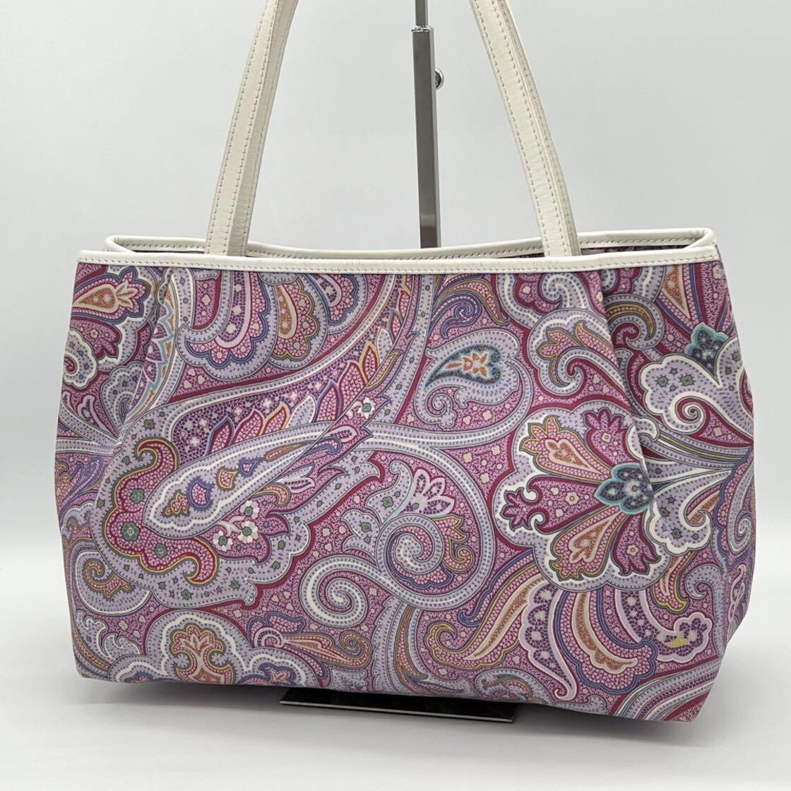 ✨良品✨ETRO ペイズリー トートバッグ キャンバス レザー パープル 