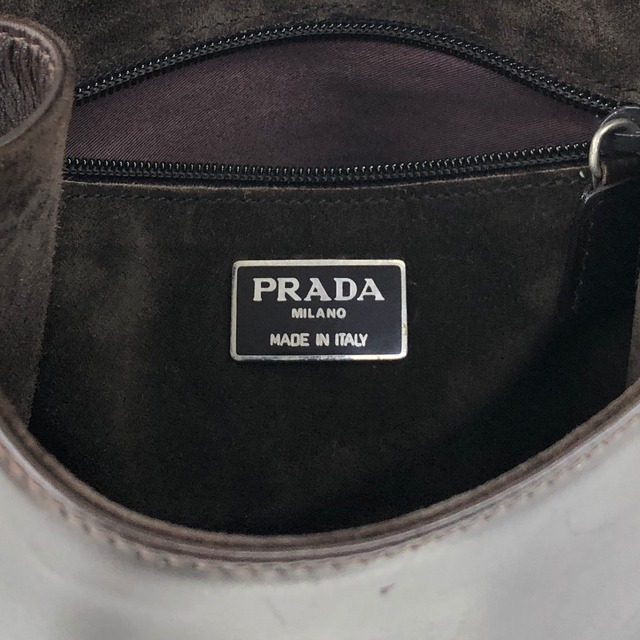 PRADA プラダ ショルダーバッグ ブラウン ロゴ レザー セミショルダーバッグ vintage ヴィンテージ オールド ecb6ar