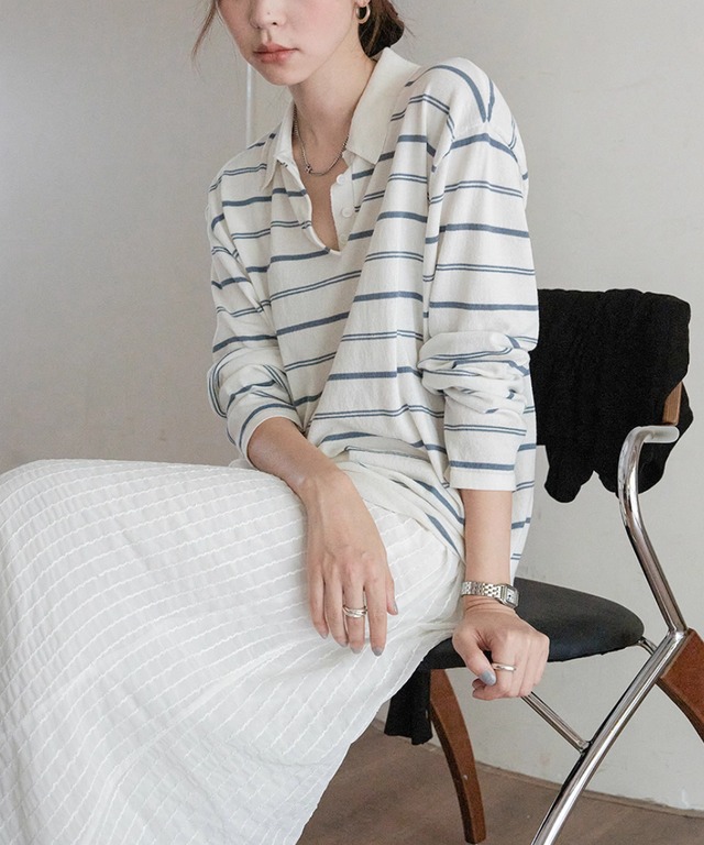 ストライプ◆ポロニットT【t-11293】