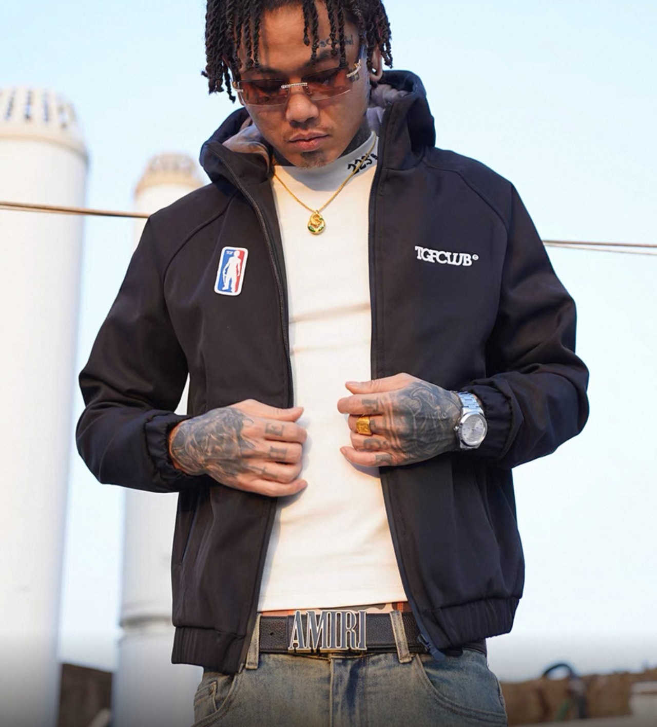 2COLOR/TGFCLUB  embroidered logo mountain jacket　 - 2