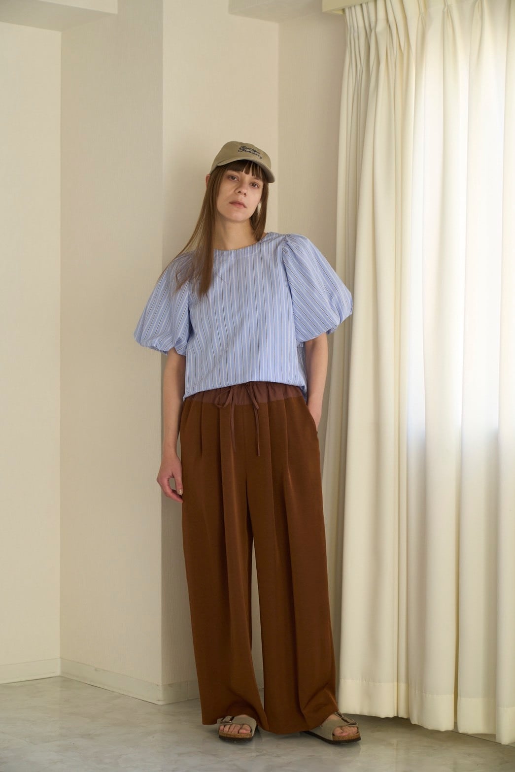 【SALE】434. Boutique Ordinary / ブティークオーディナリー Combination Tuck Pants (ブラウン/ブラック) (BO26-509P)