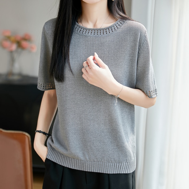 Openwork design elegant slim knit ( 5color )