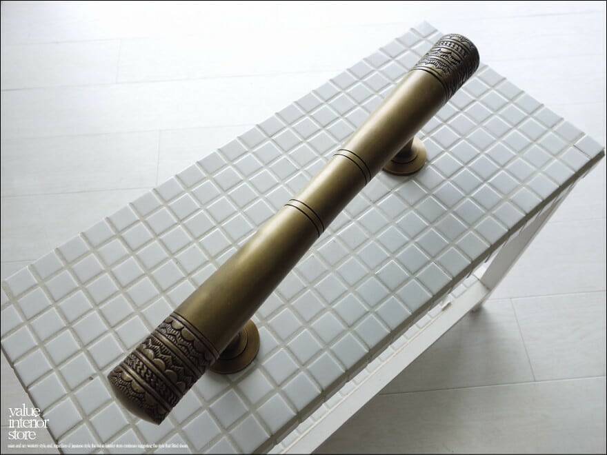 真鍮ドアハンドルW45cm 鋳物ノブ 店舗用ドアノブ 取って 鋳造 レトロ