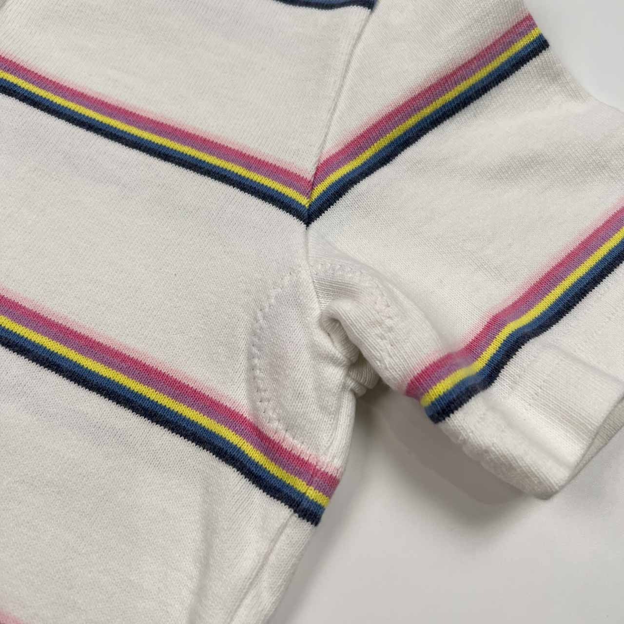 BARBARIAN バーバリアン ボーダー柄 半袖 ラガーシャツ ポロシャツ /ラグビー/レディース/ホワイト×マルチ