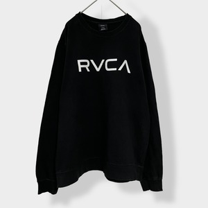 【RVCA】 ロゴ プリント スウェット トレーナー プルオーバー 黒ボディ L US古着