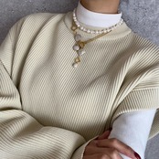 ボールチェーン × バロックパール ネックレス［GSN032］