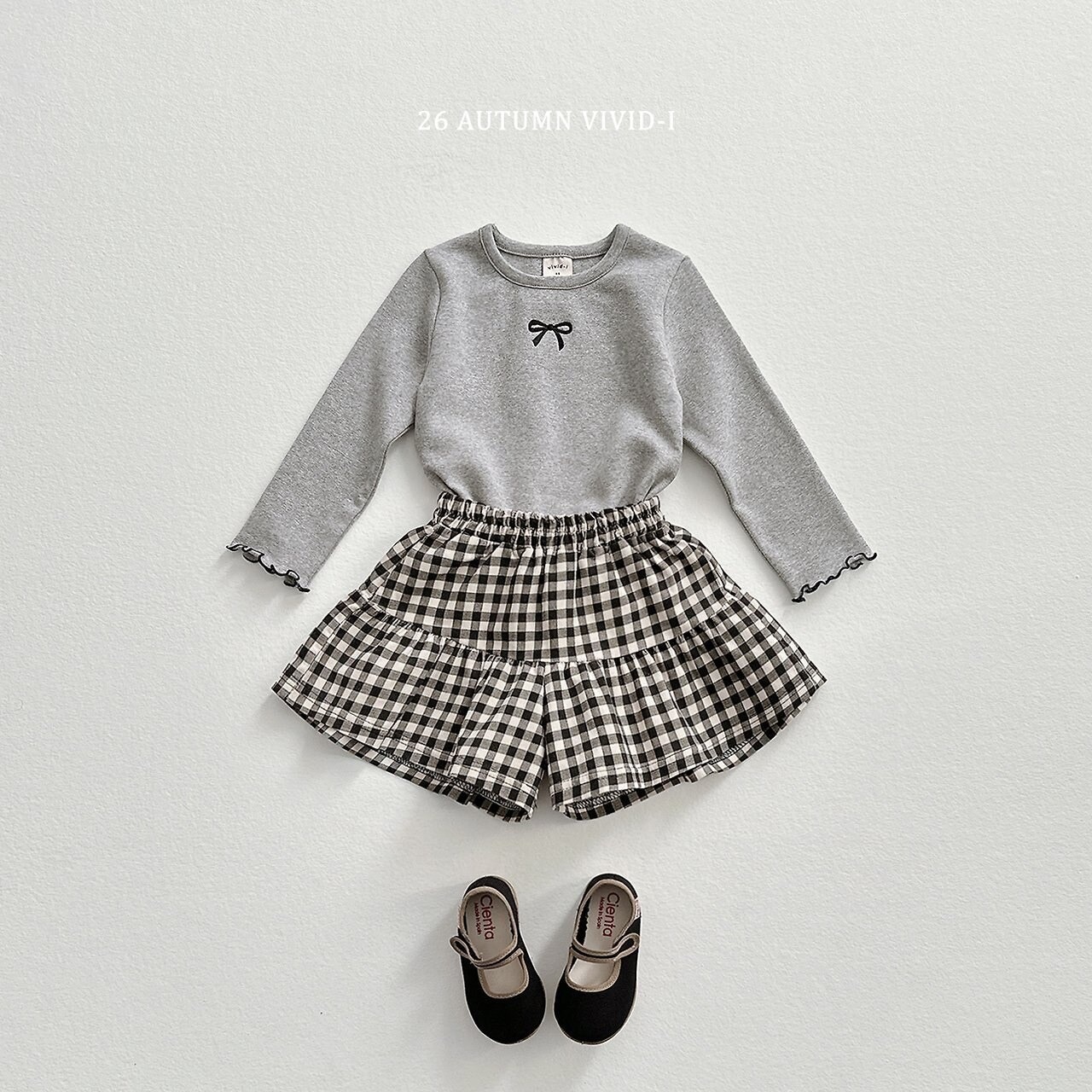 韓国子供服 / VIVID-I / 26Autumn / リボン スパン Tシャツ / キッズ服 / ジュニア服 / 秋服 *XS~JM*