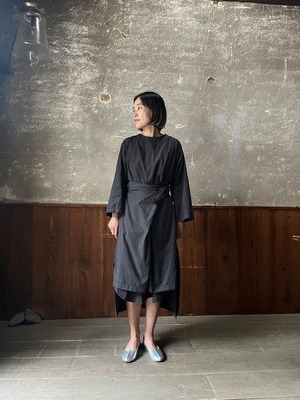 COSMIC WONDER ｜Organic cotton broad daily wrapped dress（Sandalwood charcoal）