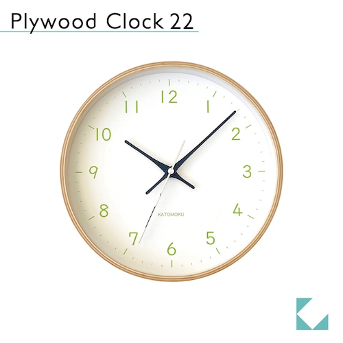 KATOMOKU plywood clock 22 km-121LG 掛け時計 ライトグリーン