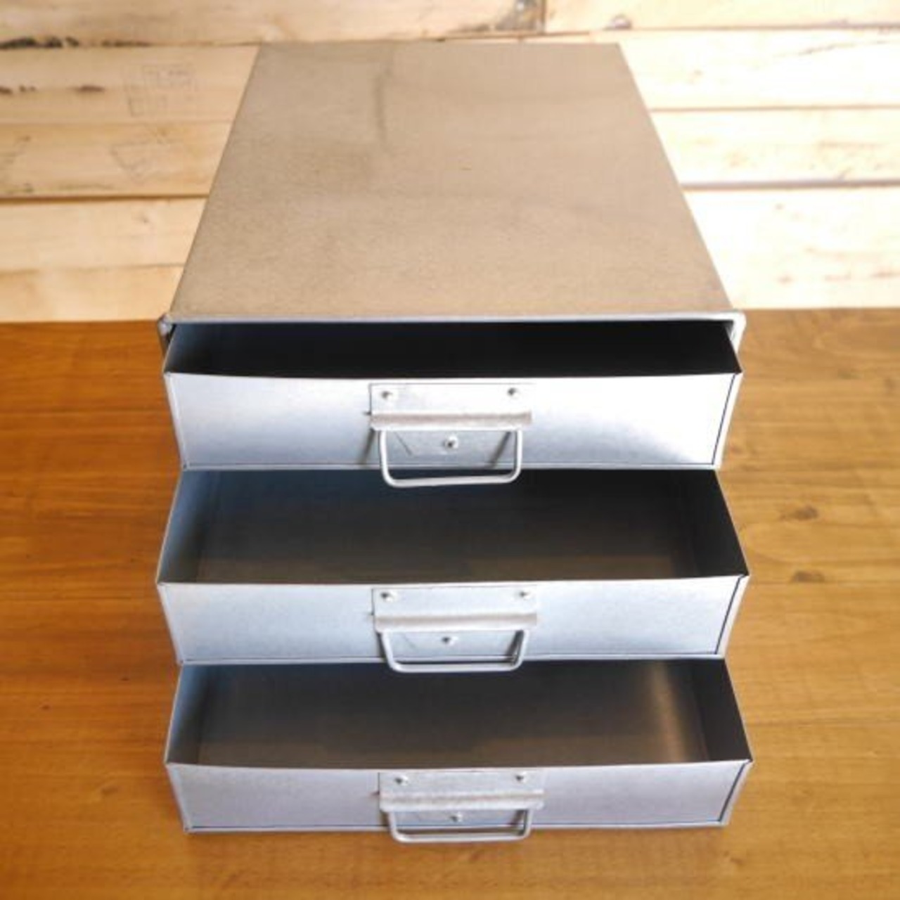 ブリキ3引き出し収納BOX　