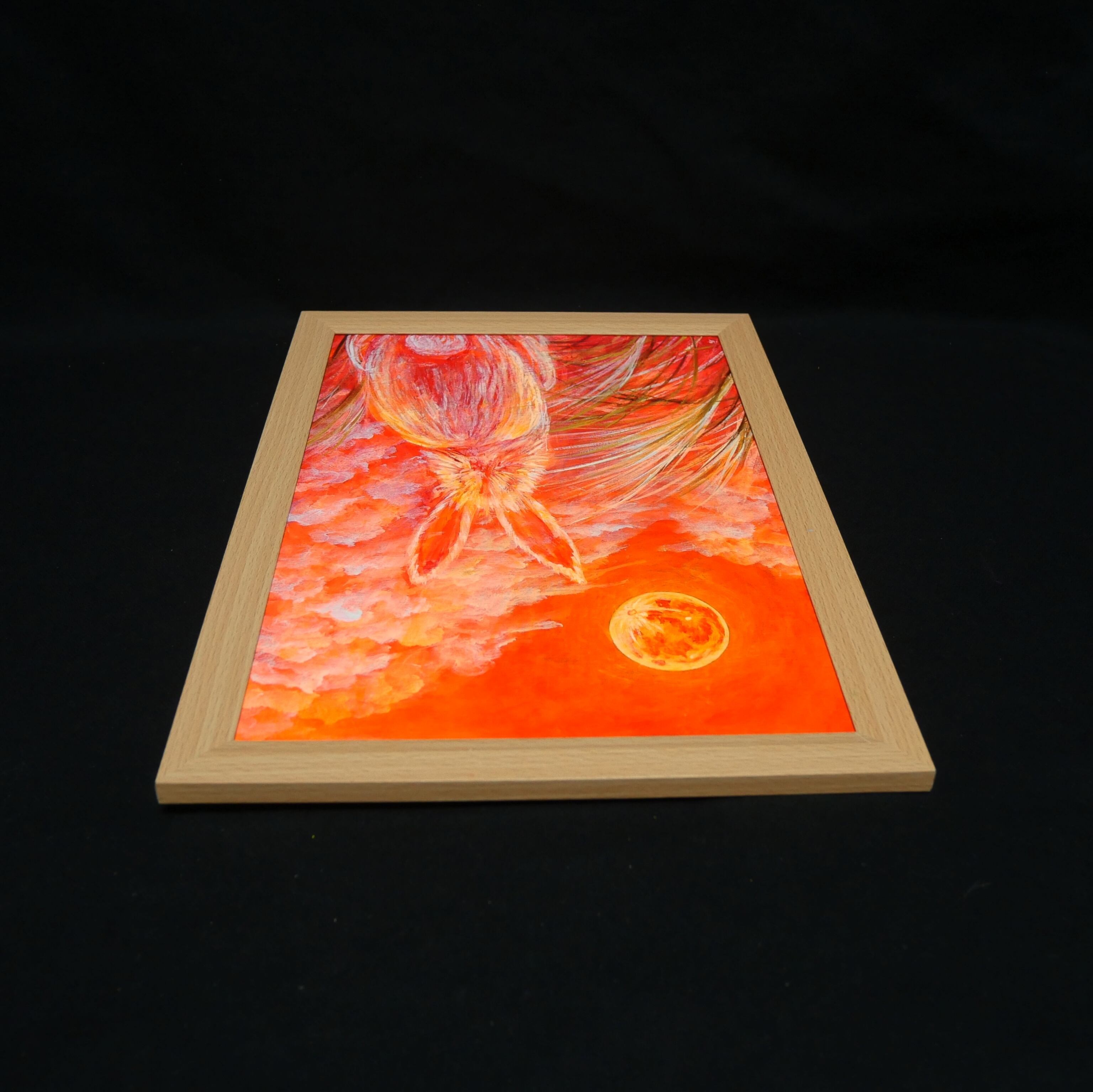 油絵 油彩 油彩画 絵画 絵【オレンジの月うさぎ】 | HIROSHI1990