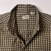 L.L.Bean エルエルビーン チェック柄 BD 半袖シャツ L/ベージュ/オーバーサイズ/vintage