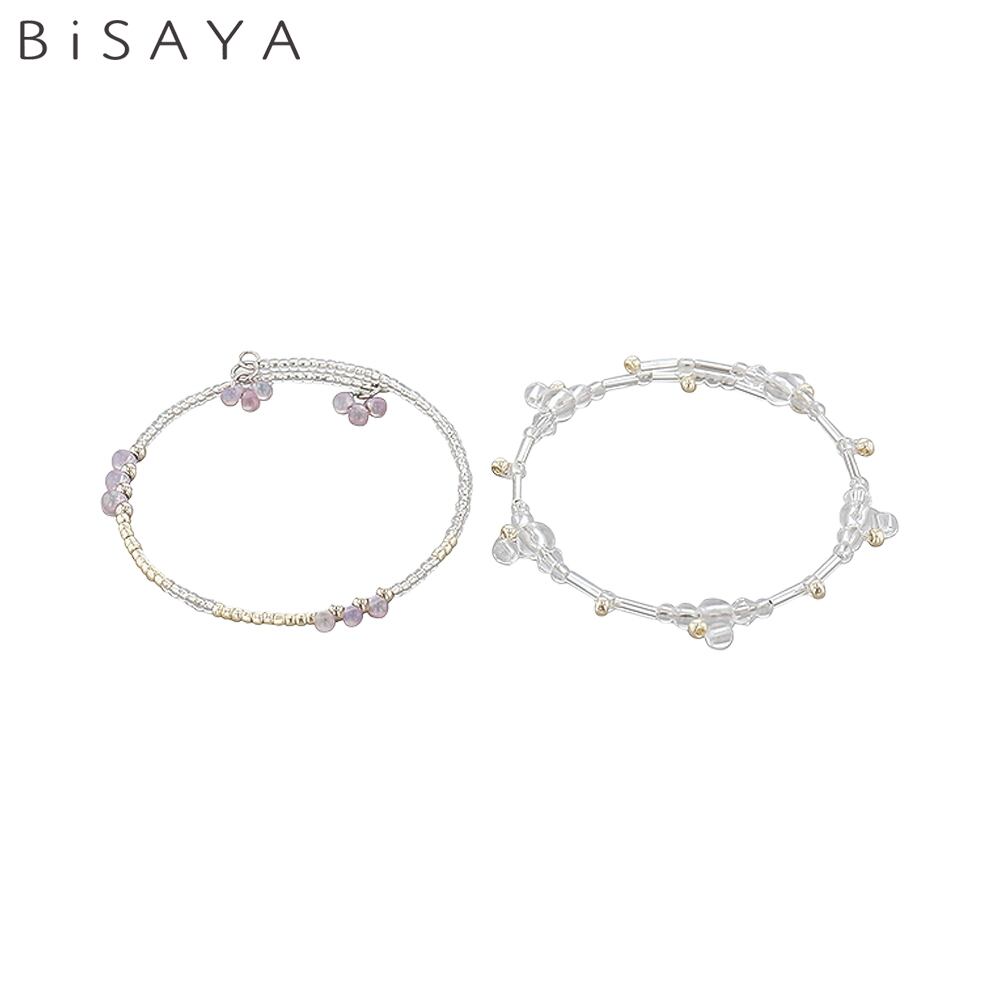 BiSAYA＞ ブレスレット（2本セット） マルチビーズ BAB0004-CR（クリア