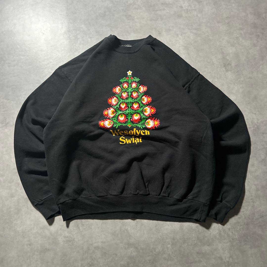 HANES Wesolych Swiat プリント ロゴ 90s スウェット