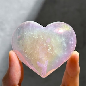 ♡エンジェルオーラローズクォーツ ハート61♡ Angel Aura Rose Quartz ♡天然石・鉱石・パワーストーン