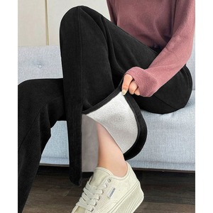 コーデュロイ フレアパンツ レディース 秋冬 韓国 裏起毛 防寒 保温 暖かい おしゃれ きれいめ 大人 カジュアル ウエストゴム フロントスリット ハイウエスト 大人可愛い 大人女子