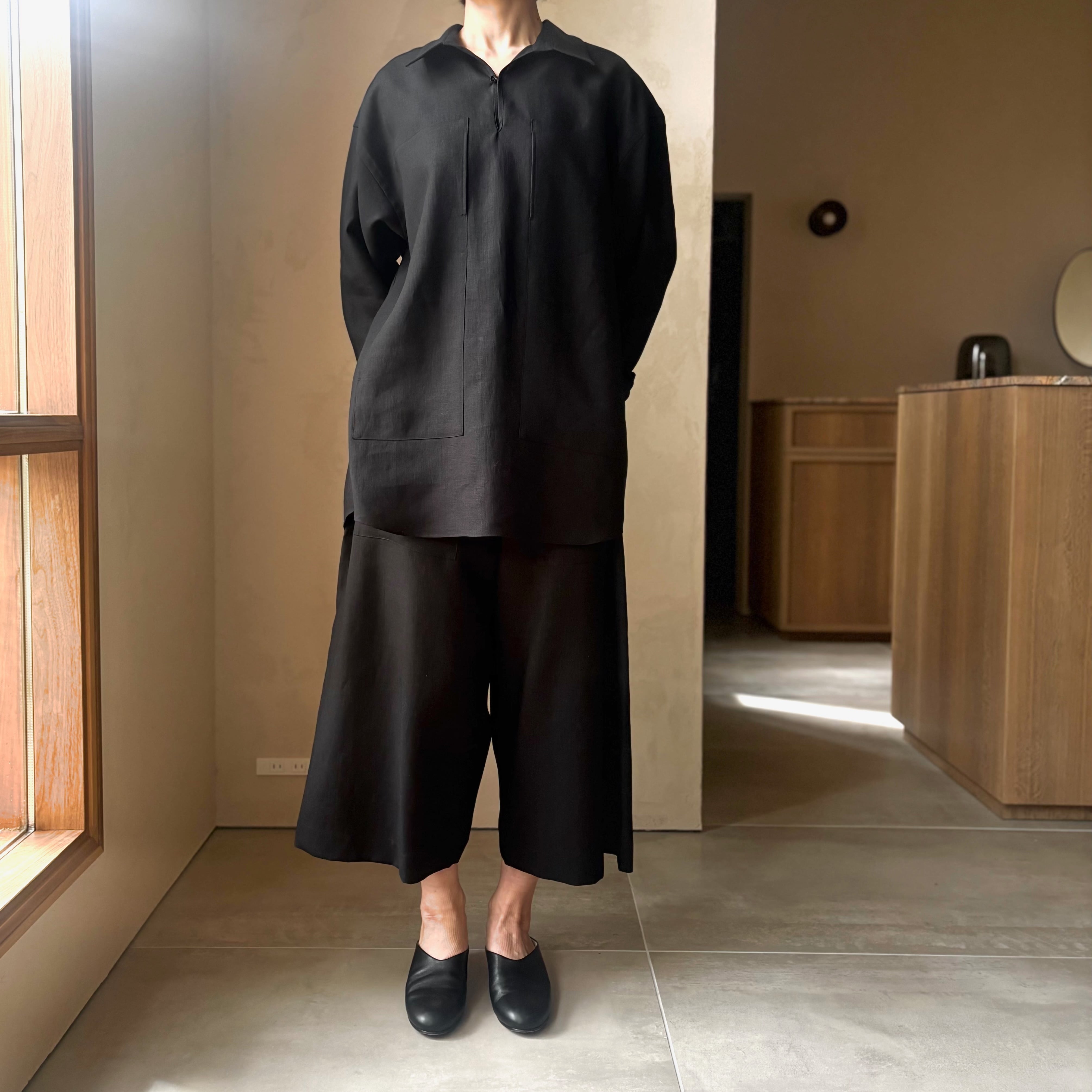 パンツ POSTELEGANT Linen Wide Shorts Black POSTELEGANT ｜Linen Wide Shorts | HJ GALLERY