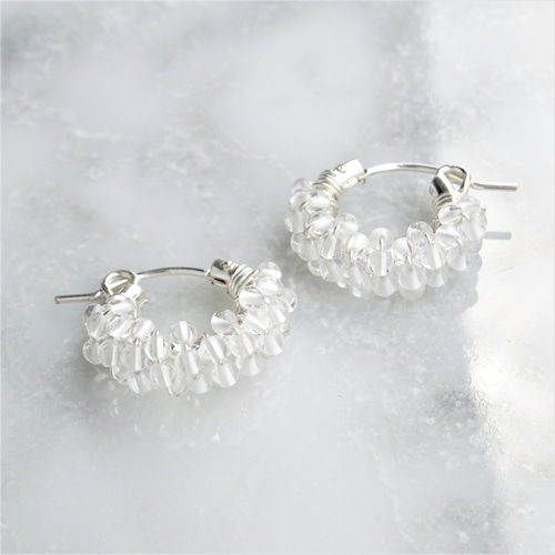 SV925SF Crystal Quartz pave pierced earrings