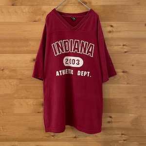 【STARTER】カレッジ インディアナ大学 INDIANA フットボールTシャツ L ビッグサイズ バーガンディ スターター US古着