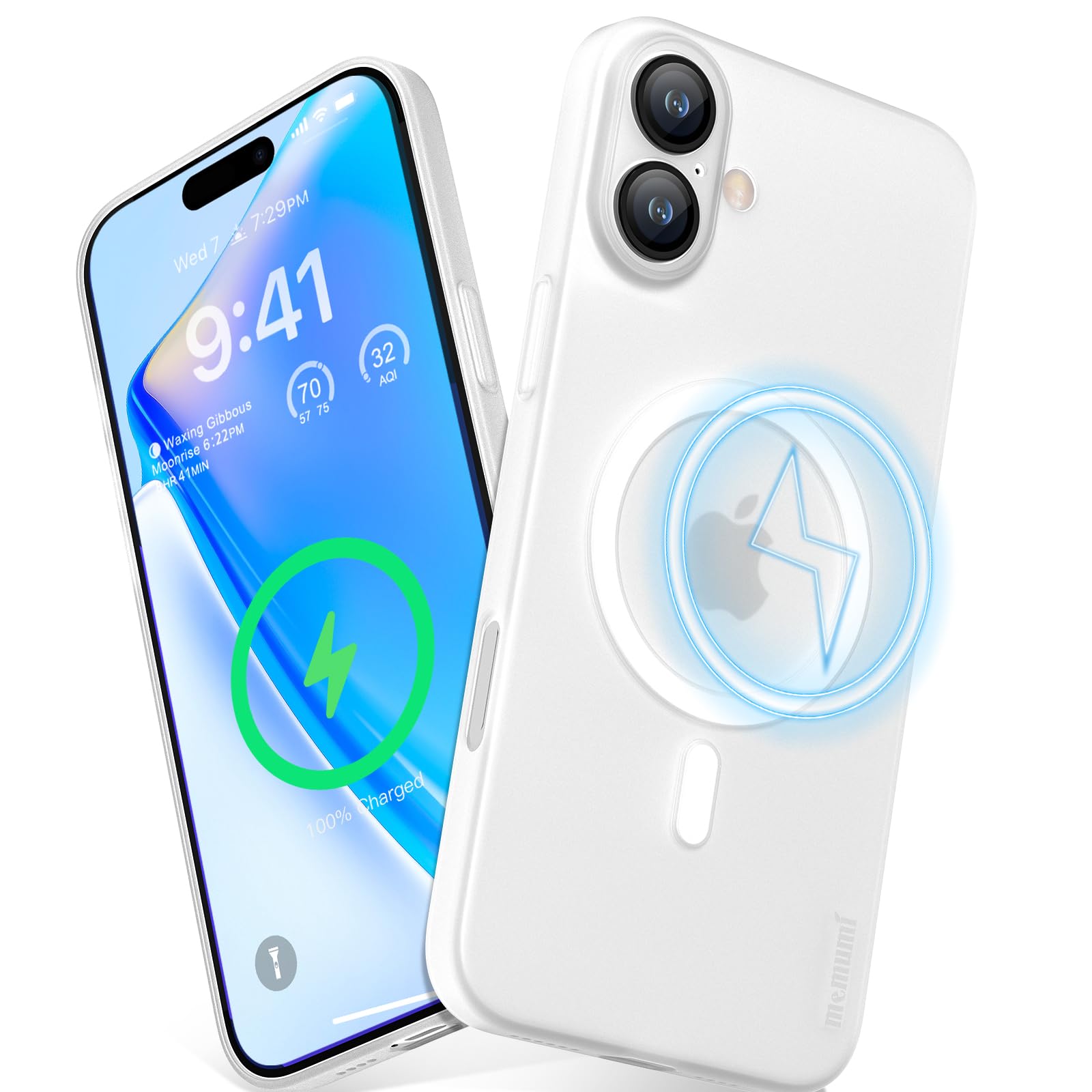 「0.3㎜極薄・マグネット内蔵」iPhone 16対応ケース memumiマット質感 オリジナル設計 指紋防止 傷付き防止 ワイアレス充電対応 人気ケース·カバー