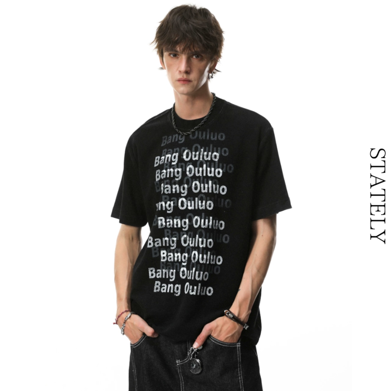 Shadow Text ワッフルTee/2color_T208・画像5