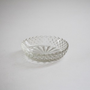 アンティーク　江戸切子の小皿（その１）d9.0cm　Antique Japanese Kiriko Cut Glass Small Dish