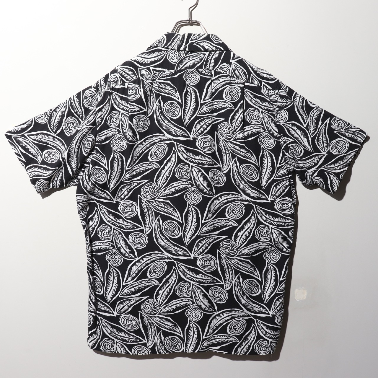 極美品 M 黒 レーヨン 総柄 ポロラルフローレン 半袖開襟シャツ ブラック Polo Ralph Lauren