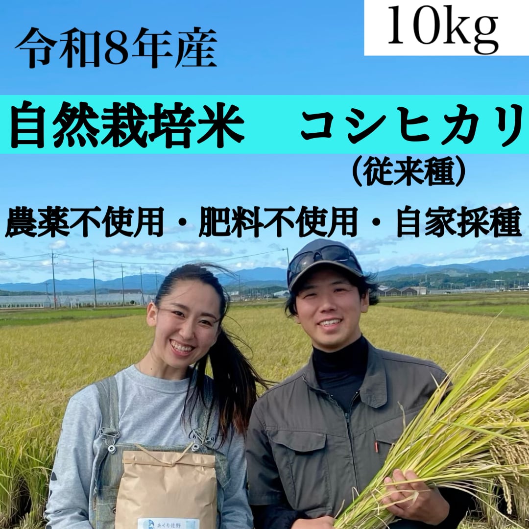 令和8年産新米 自然栽培米 自家採種 コシヒカリ 10kg 農薬不使用