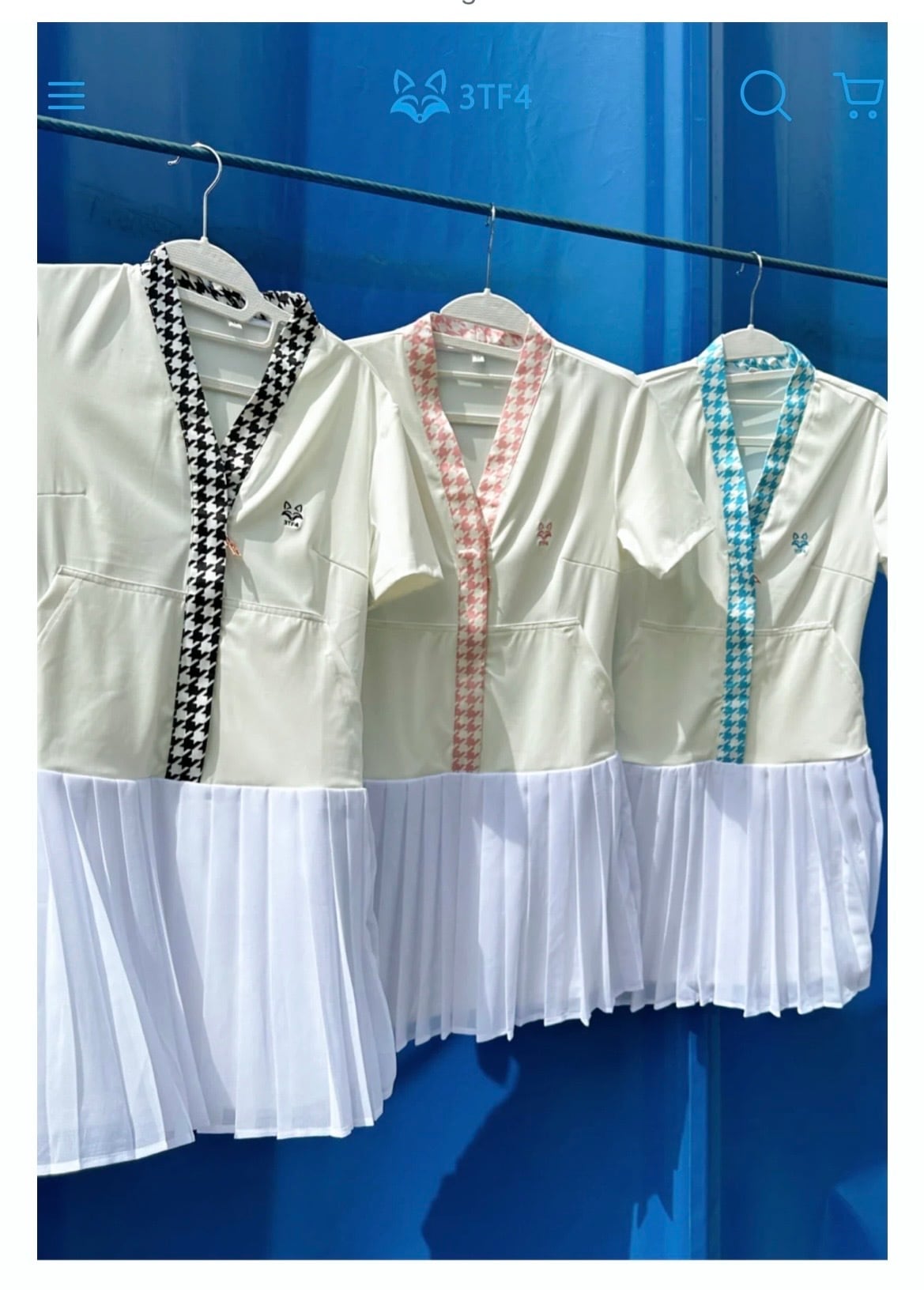サイズM/L｜2週間レンタル】 3TF4千鳥格子ワンピース｜pink | テニス