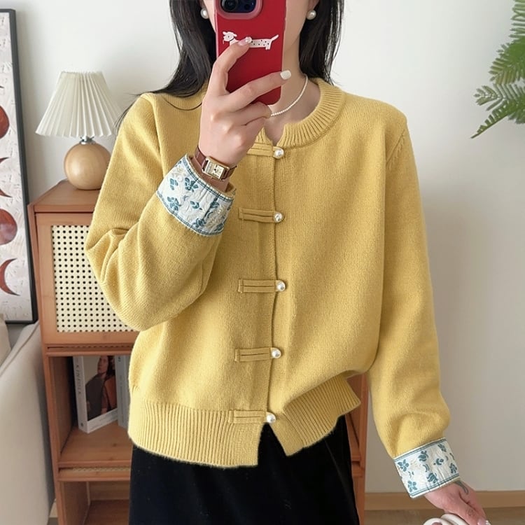 パールチャイナボタン ニットカーディガン 4カラー YS00130