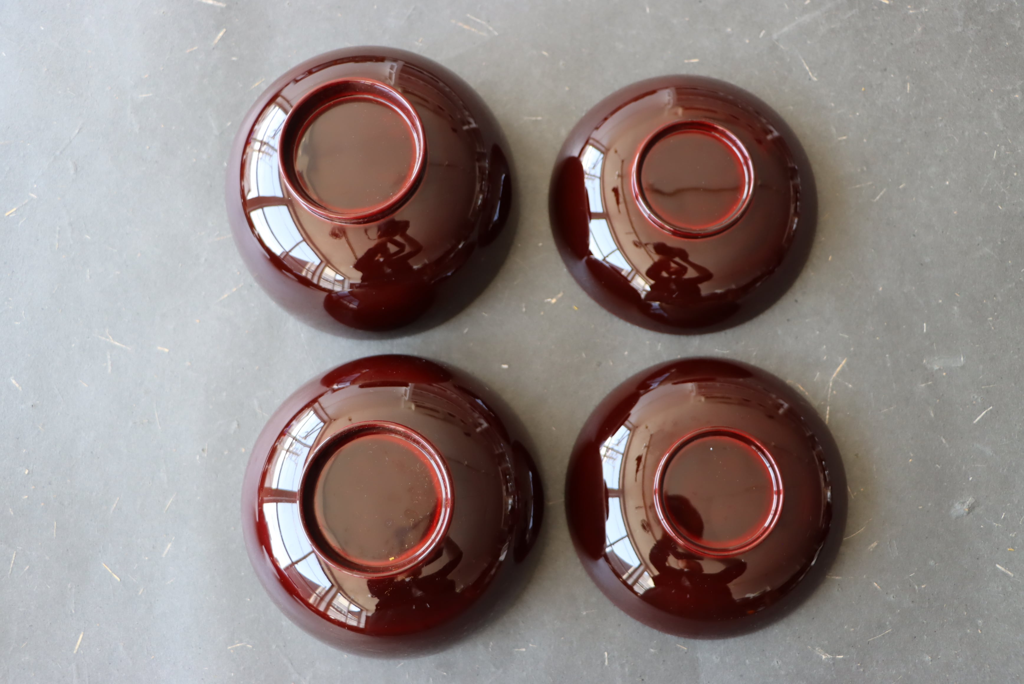 輪島塗 津田哲斎 溜塗 牡丹蒔絵 煮物椀 五客組 共箱 B/Wajima laquered