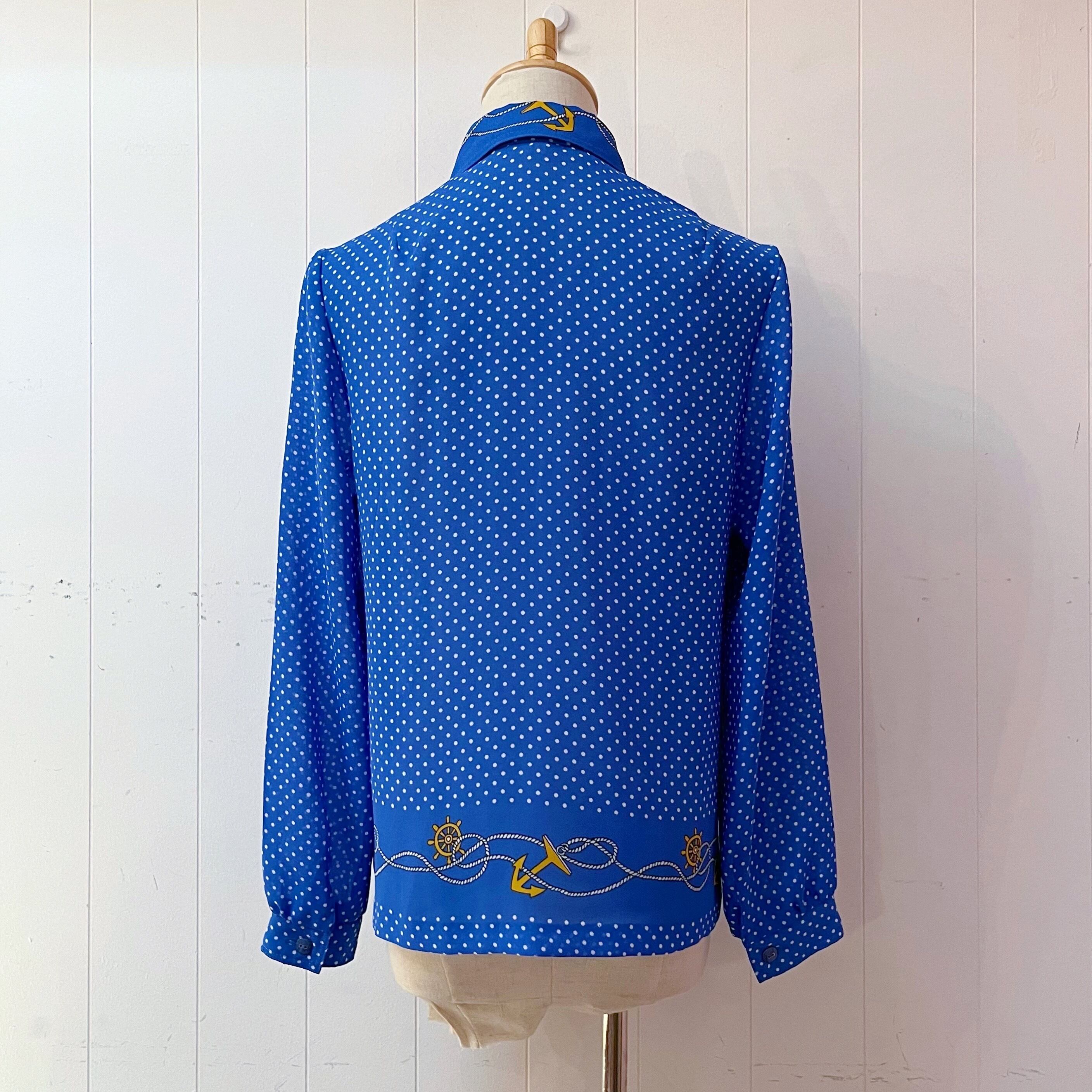 marine dot blue shirt