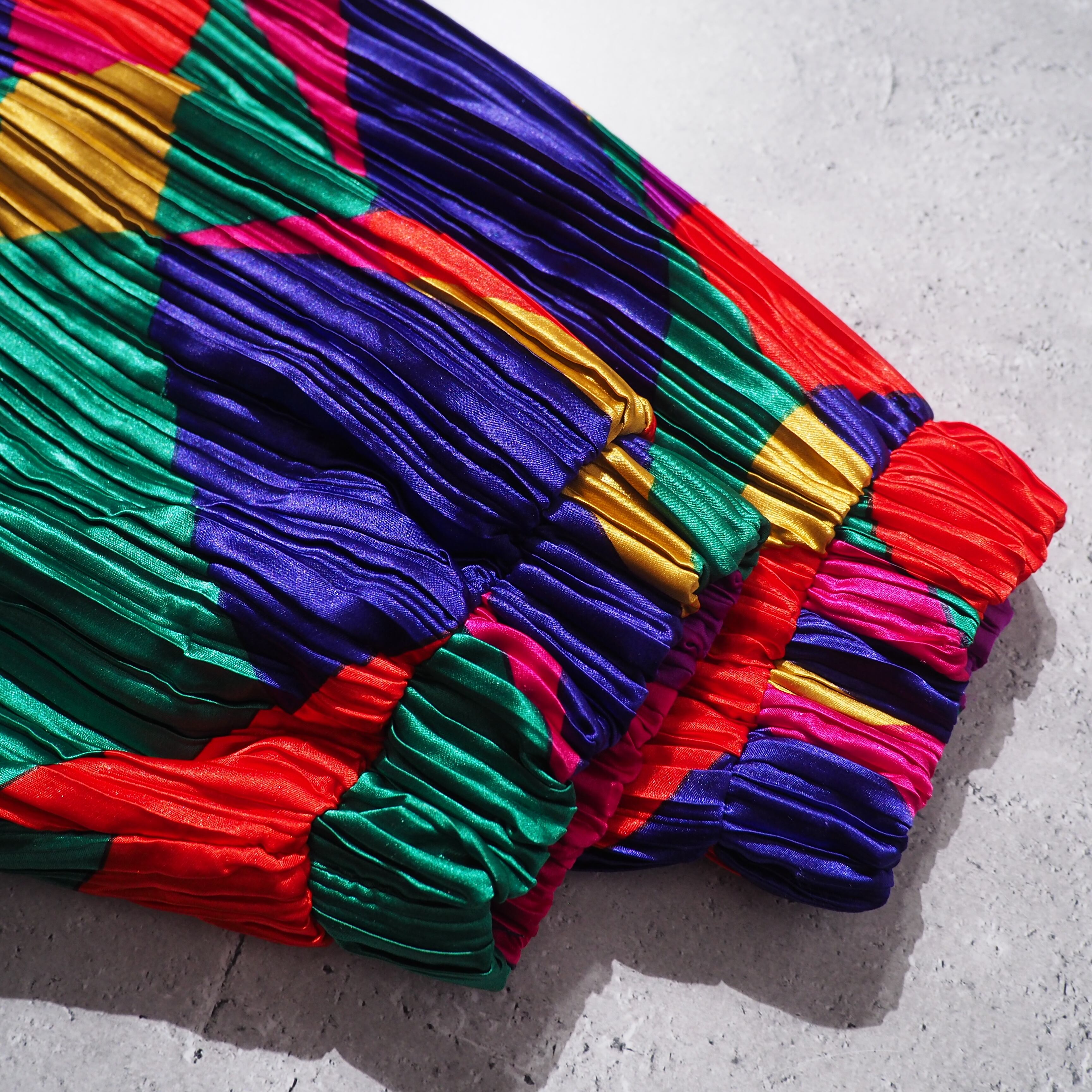 Beautiful Rainbow circle × Solid pleats Design vintage loose jacket Blouson