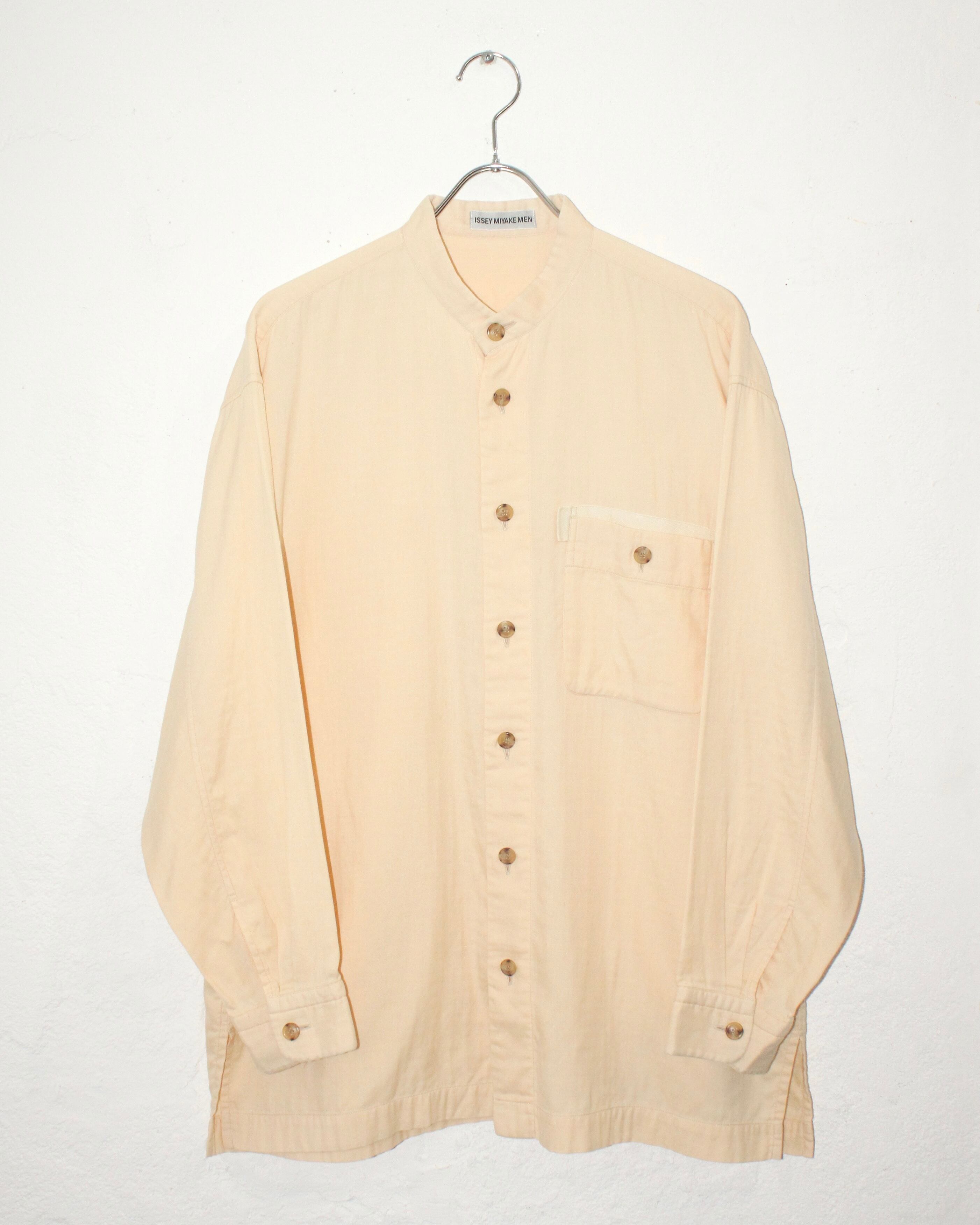 96SS ISSEY MIYAKE MEN No-Collar Cotton Gaze Shirt | VOLAR