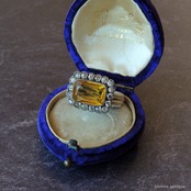 アンティーク レースピン ブローチ(シトリンカラーガラスメイン)